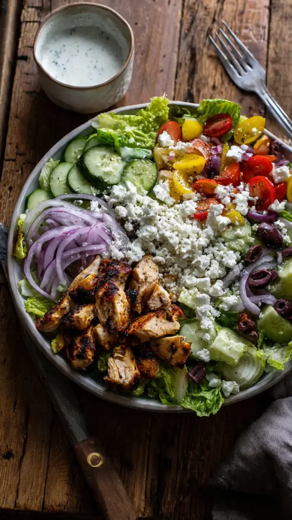 Healthy Mediterranean Chicken Salad Bowl (Fresh & Filling)
