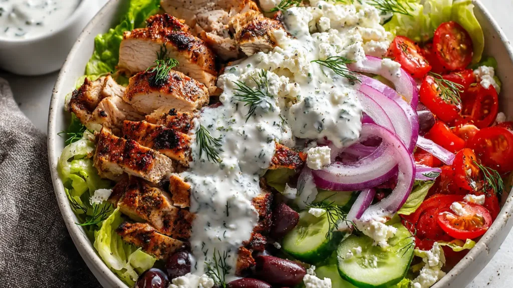 Healthy Mediterranean Chicken Salad Bowl (Fresh & Filling)
