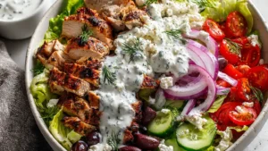 Healthy Mediterranean Chicken Salad Bowl (Fresh & Filling)