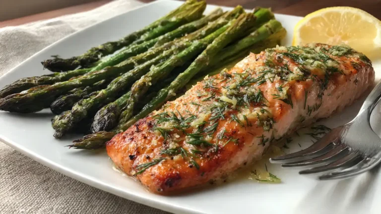 Light Baked Salmon with Asparagus (Simple Healthy Dinner)