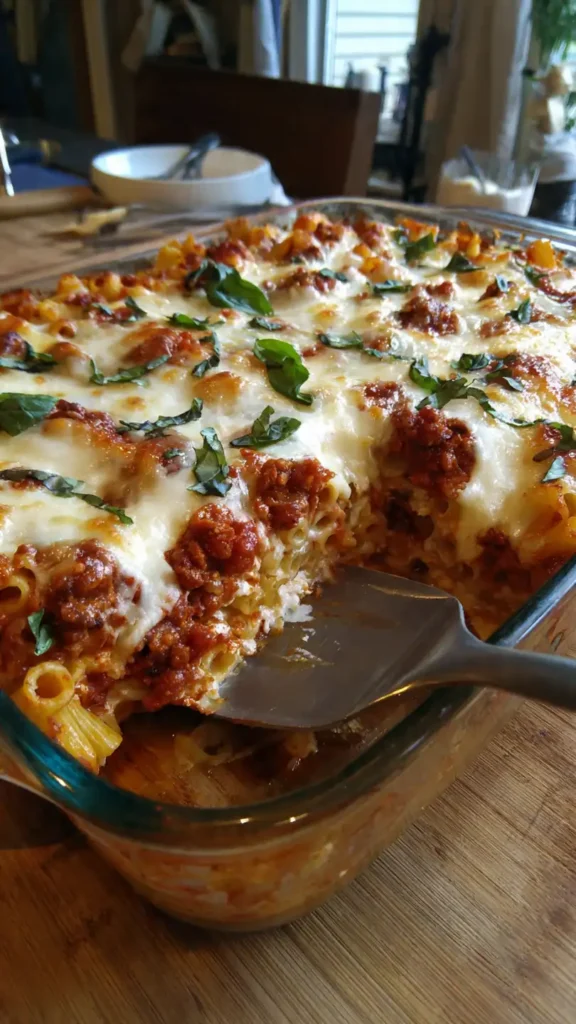 Baked Ziti with Sausage and Mozzarella (Hearty Family Dinner Recipe)