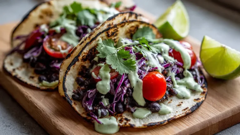 Black Bean Tacos with Avocado Lime Crema