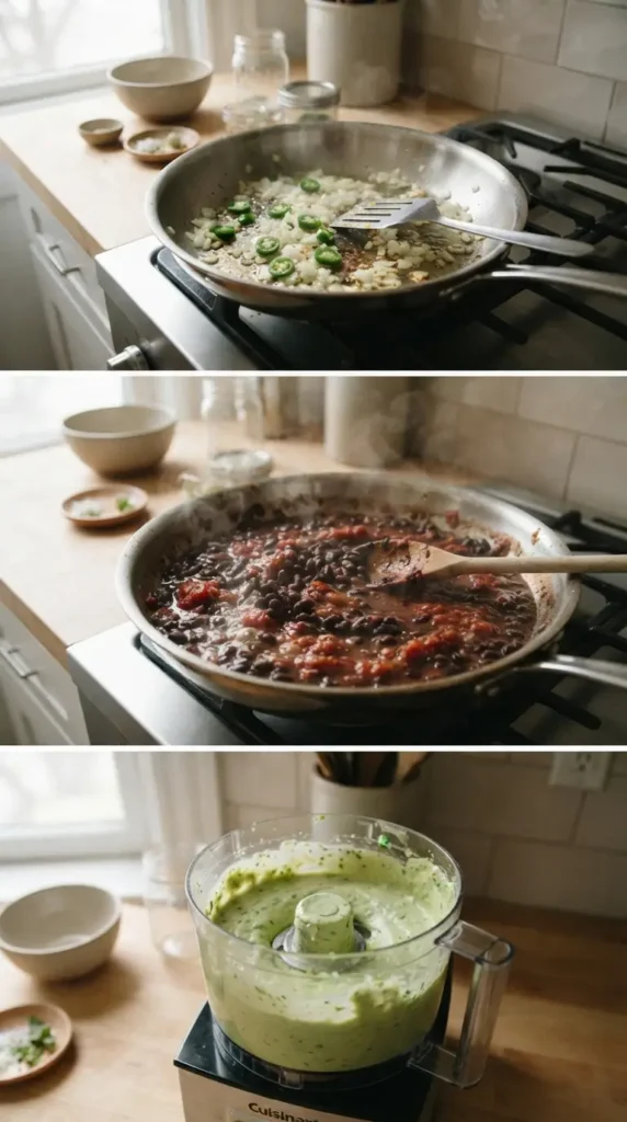 Black Bean Tacos with Avocado Lime Crema