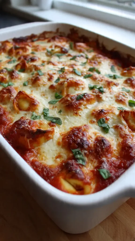 Cheesy Baked Tortellini with Marinara – Easy Weeknight Dinner