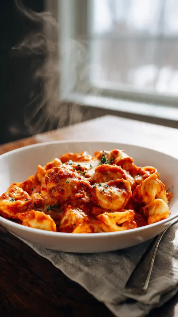 Cheesy Baked Tortellini with Marinara – Easy Weeknight Dinner