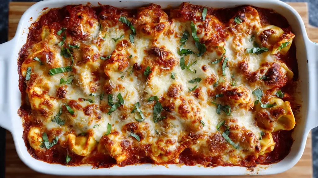 Cheesy Baked Tortellini with Marinara – Easy Weeknight Dinner