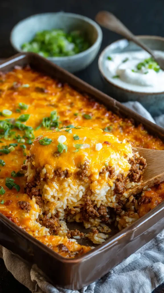 Cheesy Ground Beef and Rice Casserole (Easy Family Comfort Dinner)