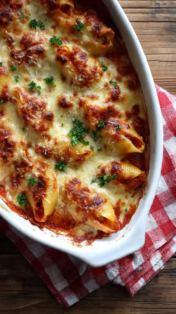 Cheesy Stuffed Shells with Ricotta and Meat Sauce (Easy Family Dinner)