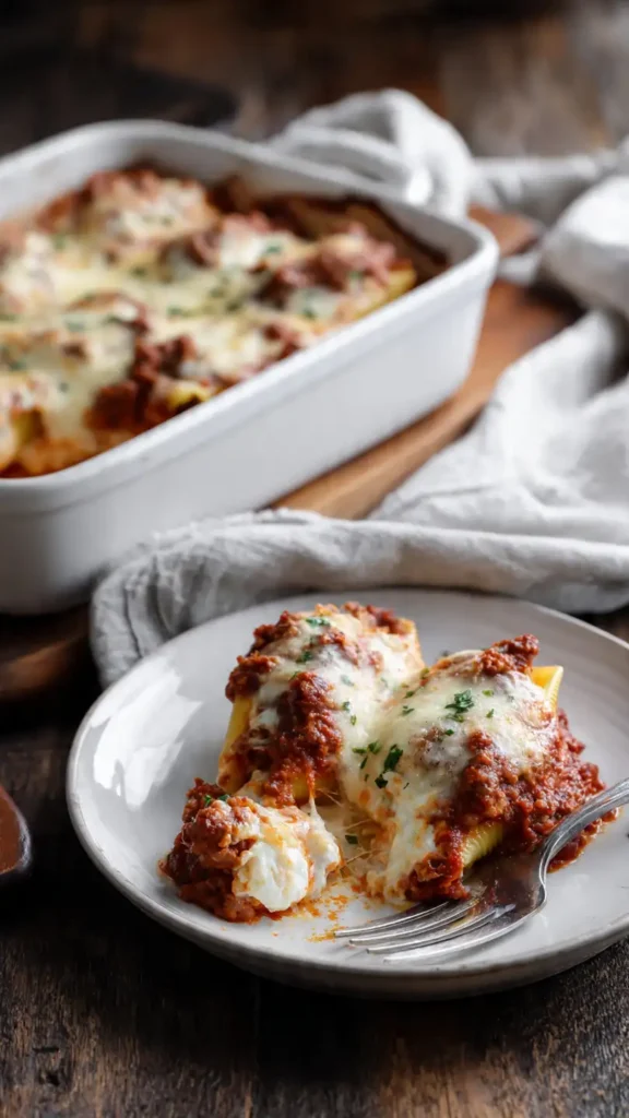Cheesy Stuffed Shells with Ricotta and Meat Sauce (Easy Family Dinner)