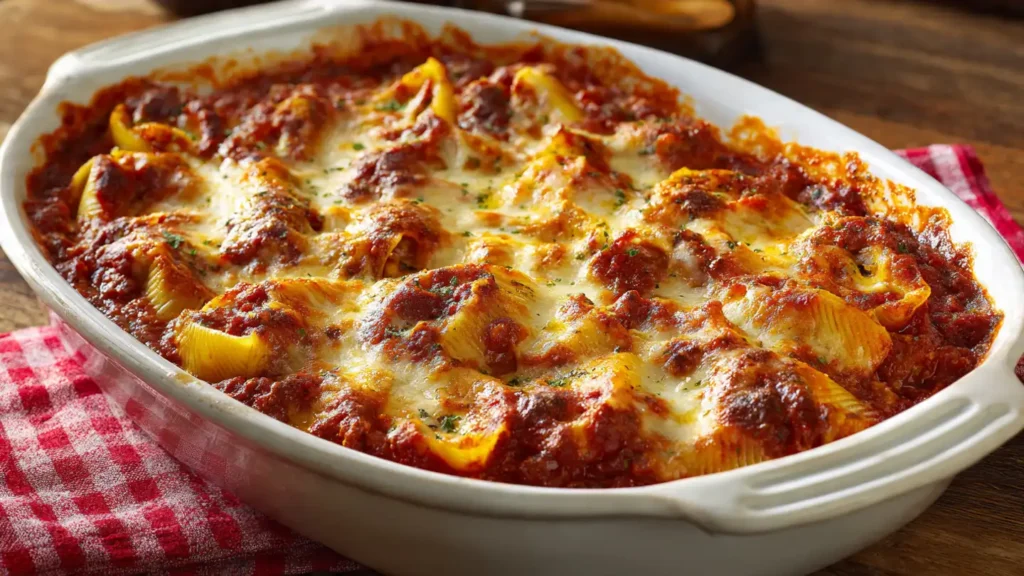 Cheesy Stuffed Shells with Ricotta and Meat Sauce (Easy Family Dinner)