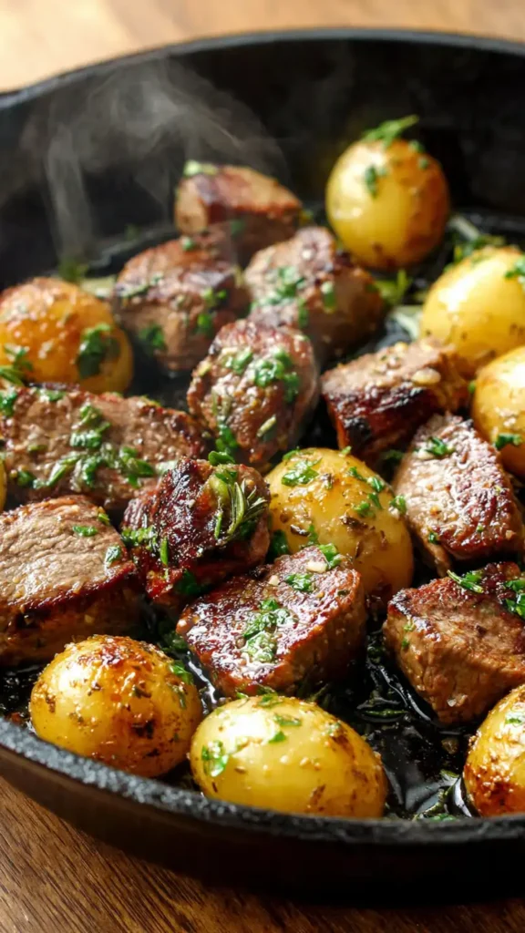 Garlic Butter Steak Bites with Potatoes (Quick Skillet Dinner)