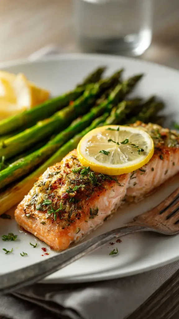 Lemon Herb Baked Salmon with Roasted Asparagus