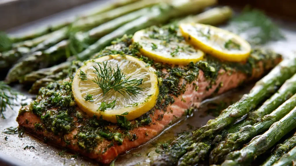 Lemon Herb Baked Salmon with Roasted Asparagus