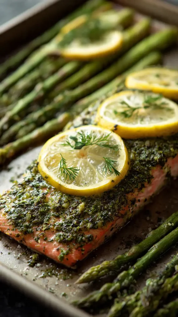 Lemon Herb Baked Salmon with Roasted Asparagus