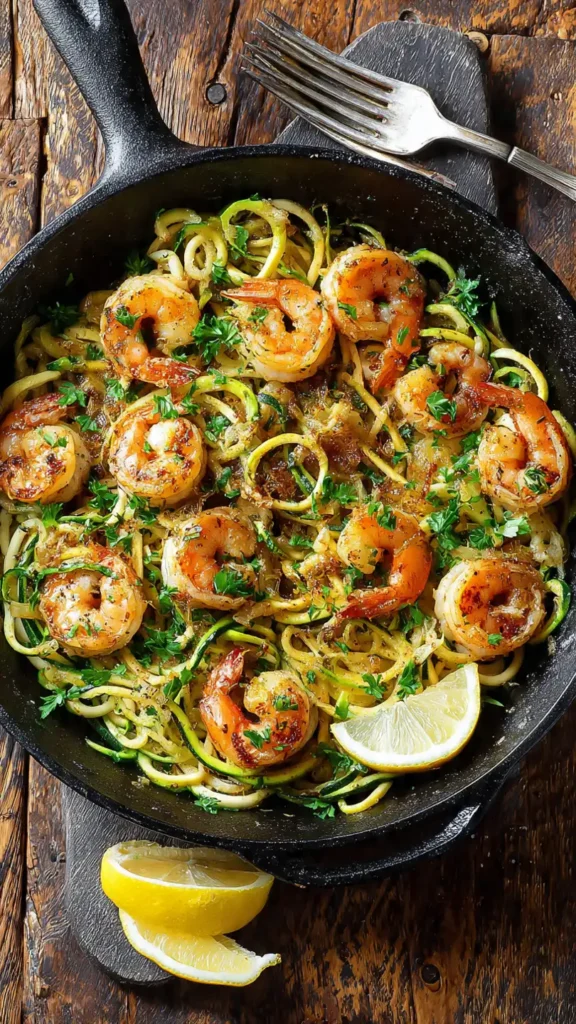 One-Pan Garlic Shrimp and Zucchini Noodles