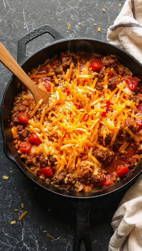 2. One Pan Ground Beef and Rice Skillet (Easy Weeknight Hero)