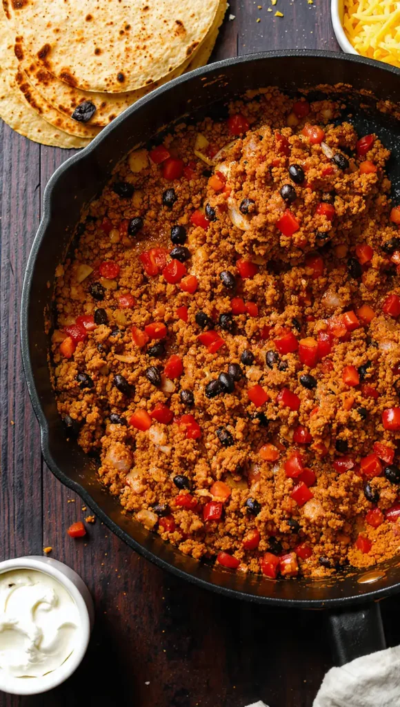 8. Easy One Pan Ground Beef Tacos Skillet