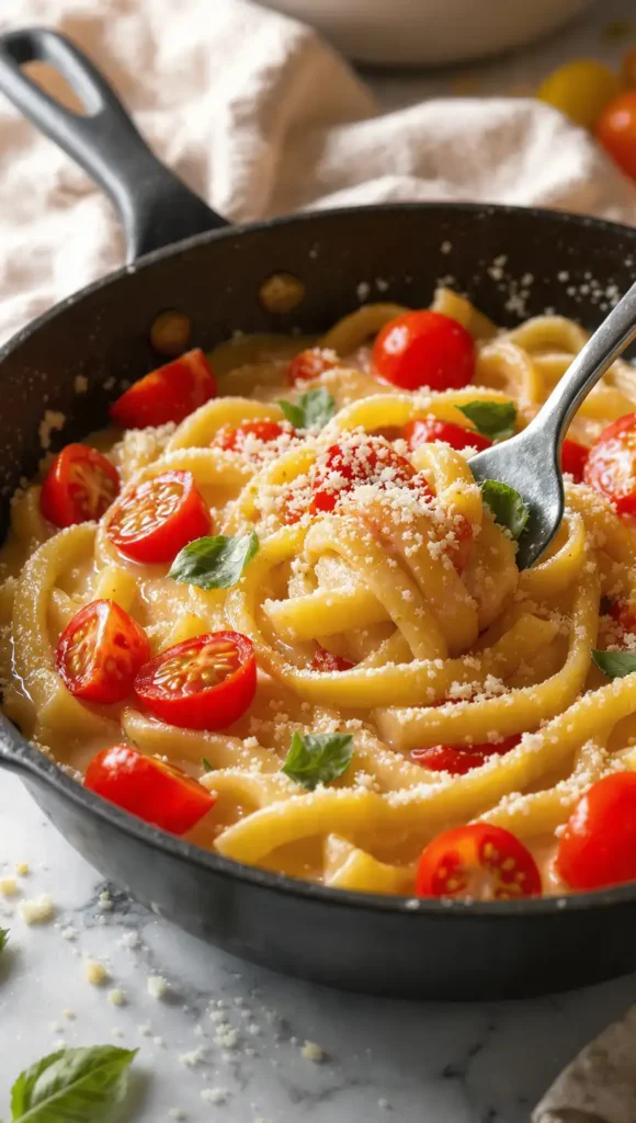9. One Pan Garlic Butter Pasta (Vegetarian, Stovetop)