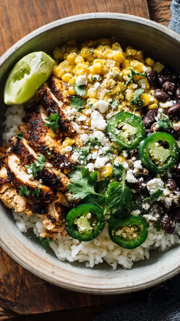 Healthy Street Corn Chicken Rice Bowl