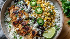 Healthy Street Corn Chicken Rice Bowl
