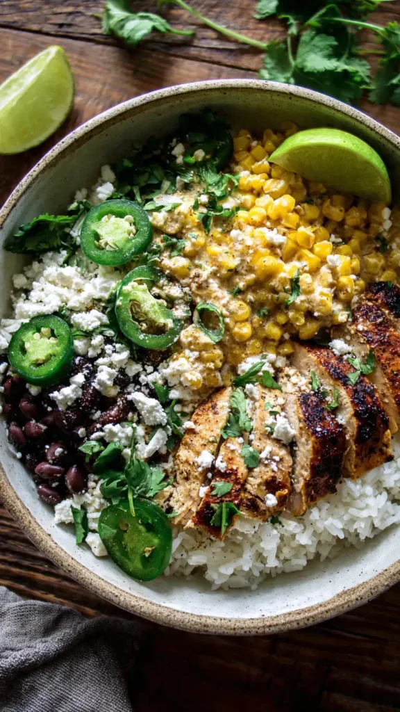 Healthy Street Corn Chicken Rice Bowl