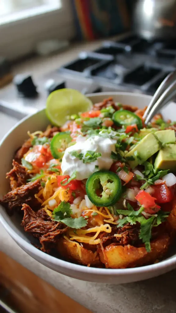 Loaded Potato Taco Bowl Recipe – Crispy, Cheesy & Ready in 30 Minutes