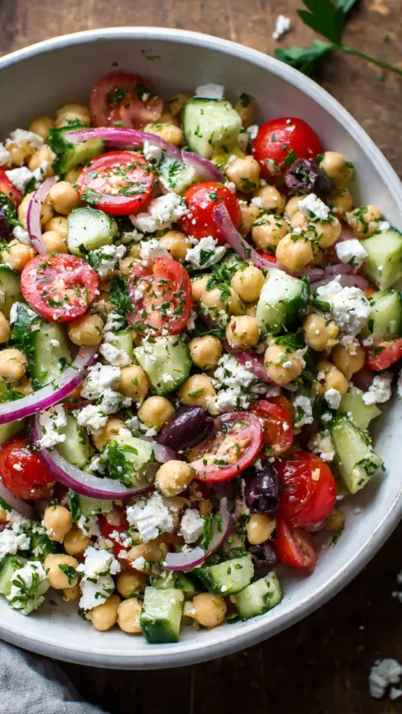Mediterranean Feta Chickpea Salad: Fresh, Healthy & Ready in 10 Minutes