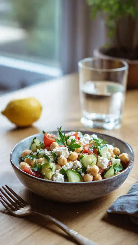 Mediterranean Feta Chickpea Salad: Fresh, Healthy & Ready in 10 Minutes