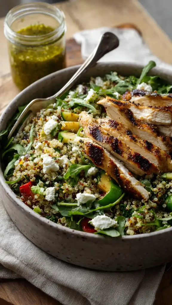 Mediterranean Quinoa Salad with Grilled Chicken