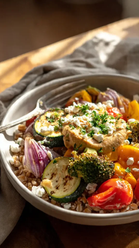 Roasted Veggie and Hummus Grain Bowl